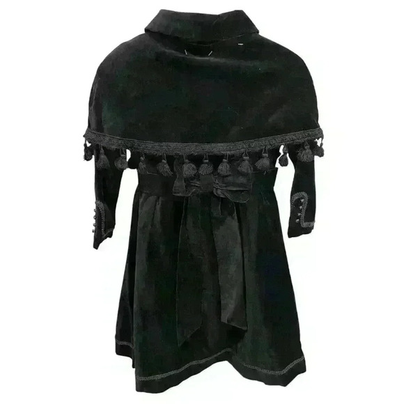 Elebini Girls Coat & Cape Set Black Velvet with Trim Size 6 Great Condition - Picture 11 of 16